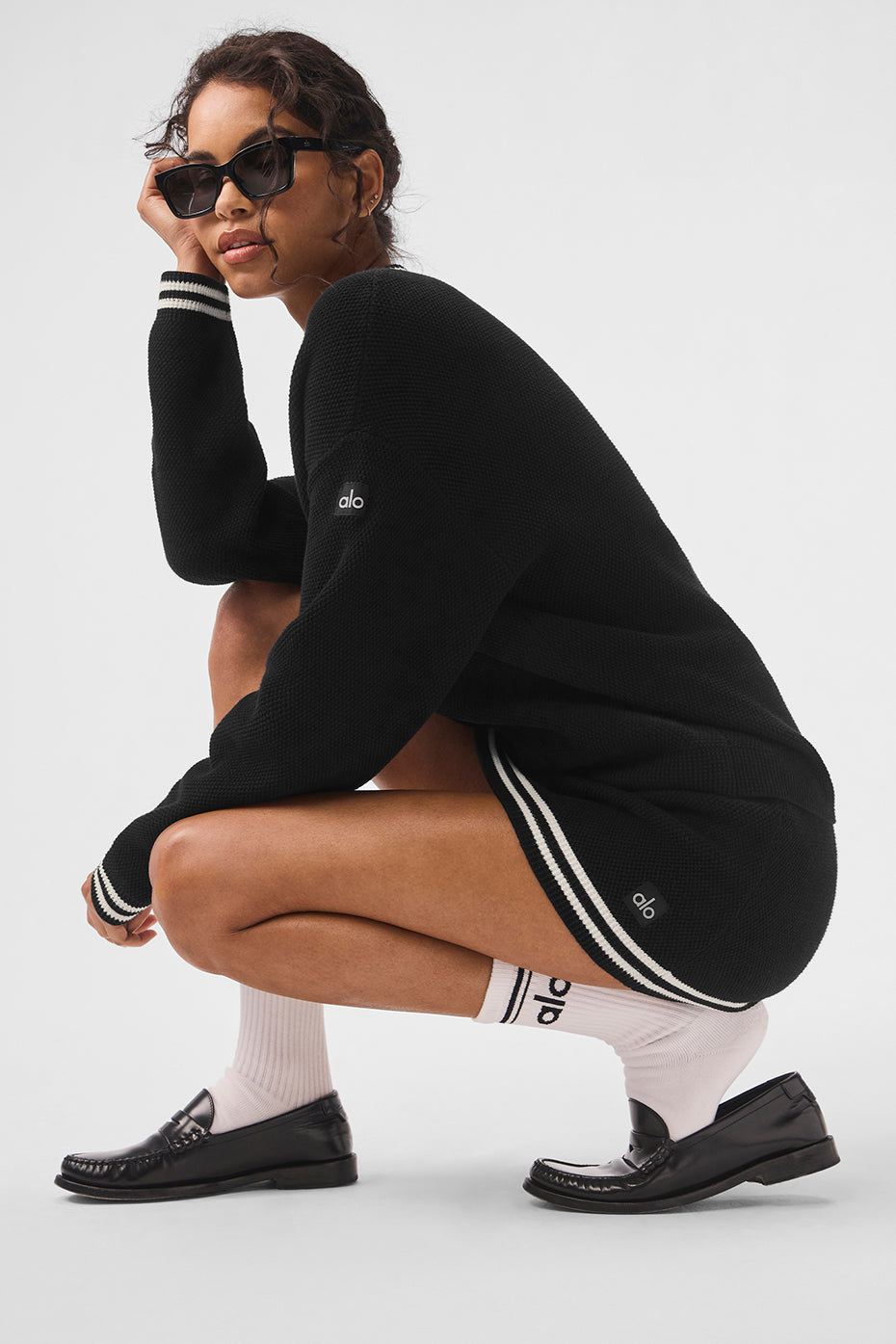 Cardigan En Maille Tennis Club - Noir/Ivory