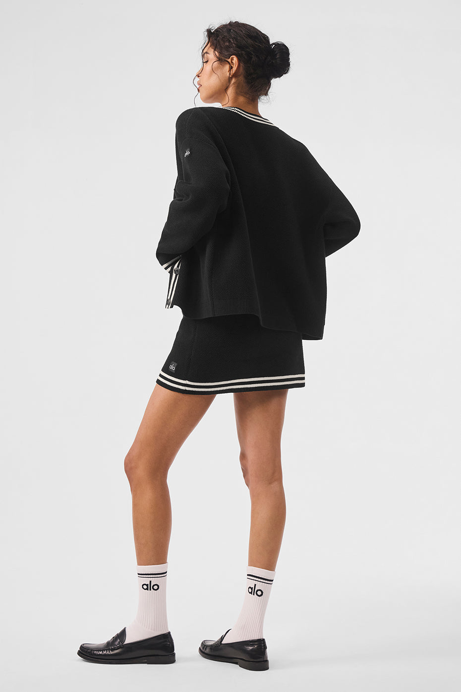 Cardigan En Maille Tennis Club - Noir/Ivory