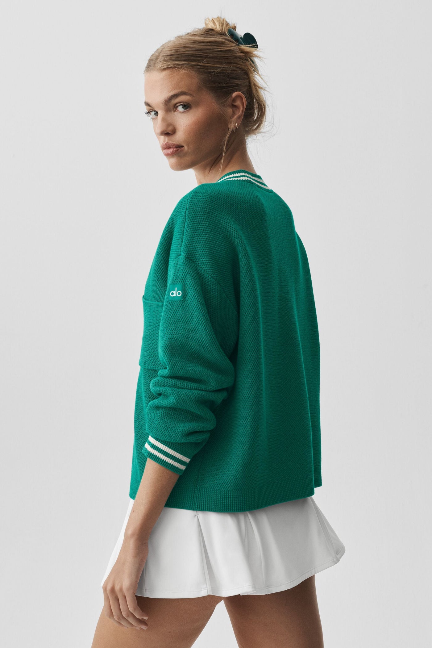 Cardigan En Maille Tennis Club - Emerald Isle/Ivory