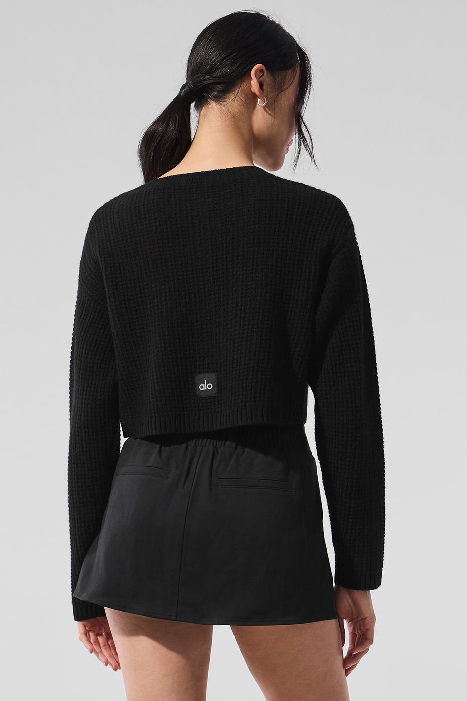 Cardigan En Cachemire Plush Waffle - Noir