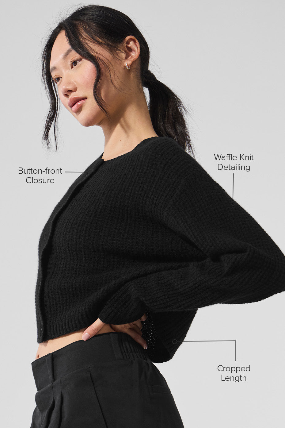 Cardigan En Cachemire Plush Waffle - Noir