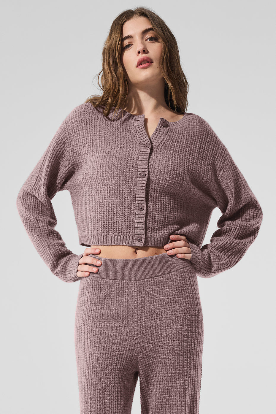 Cardigan En Cachemire Plush Waffle - Mushroom Heather
