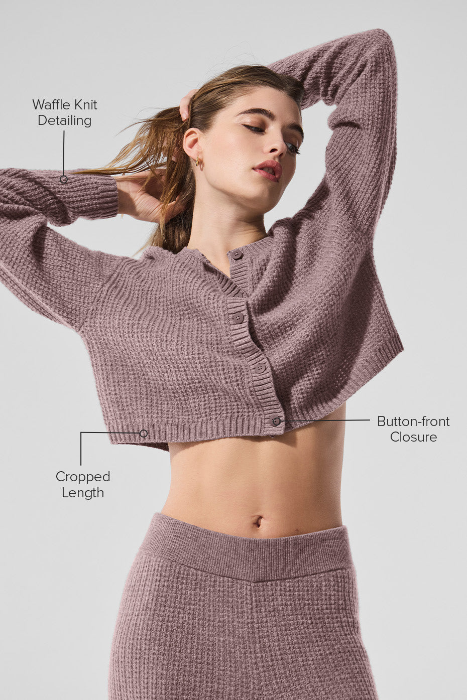 Cardigan En Cachemire Plush Waffle - Mushroom Heather