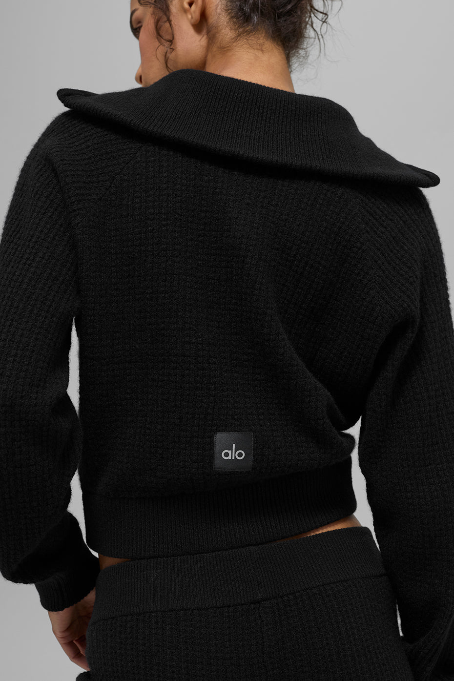 Pull Zippé 1/4 En Cachemire Plush Waffle - Noir