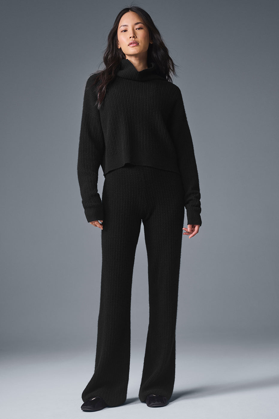 Pull Col Roulé En Cachemire Plush Waffle - Noir
