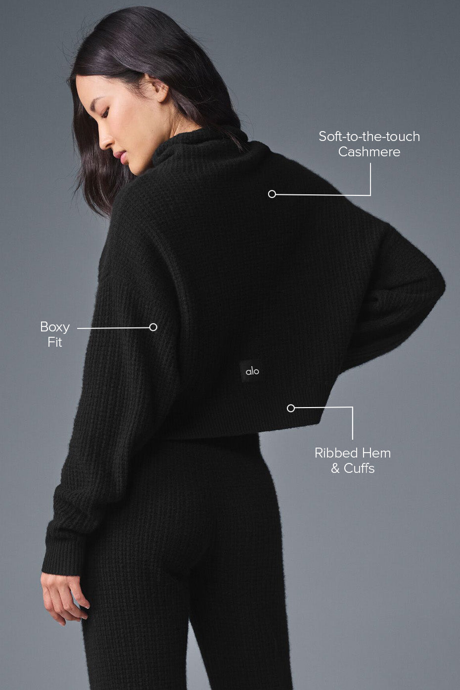 Pull Col Roulé En Cachemire Plush Waffle - Noir