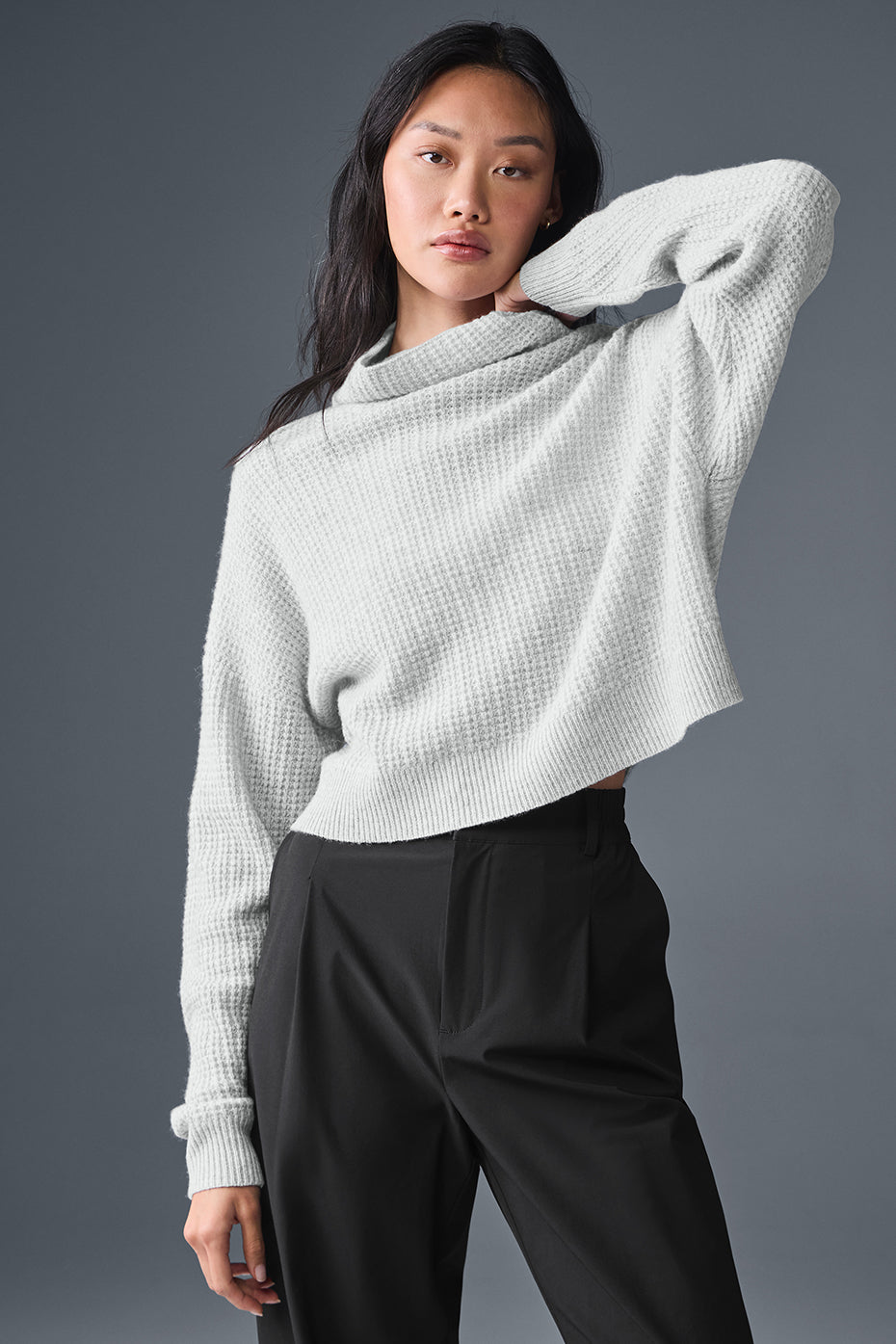 Pull Col Roulé En Cachemire Plush Waffle - Athletic Heather Grey