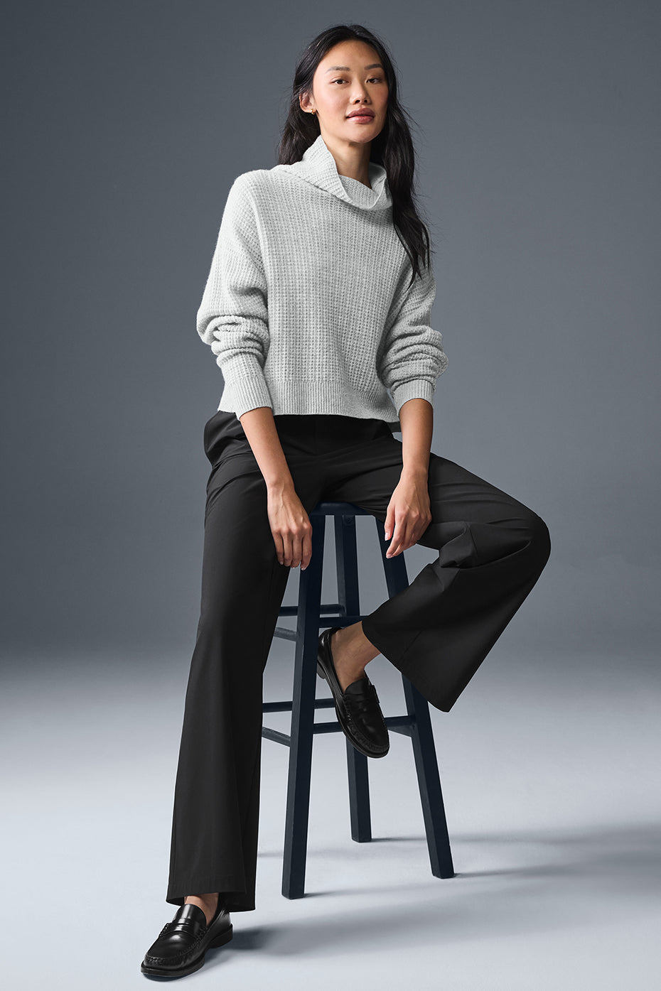 Pull Col Roulé En Cachemire Plush Waffle - Athletic Heather Grey