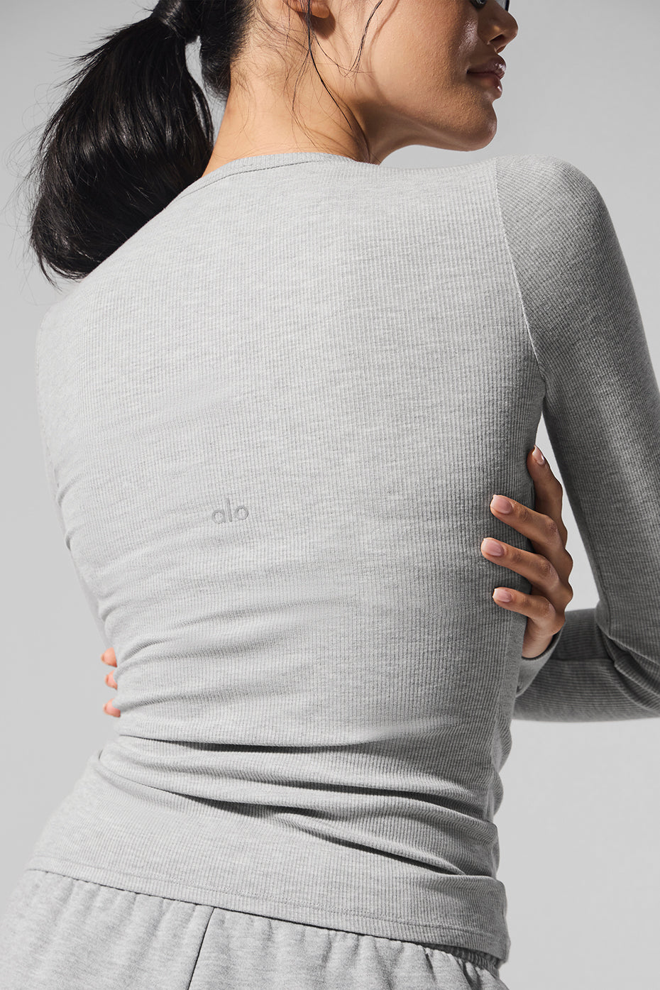 Haut Côtelé Manches Longues Modal - Athletic Heather Grey