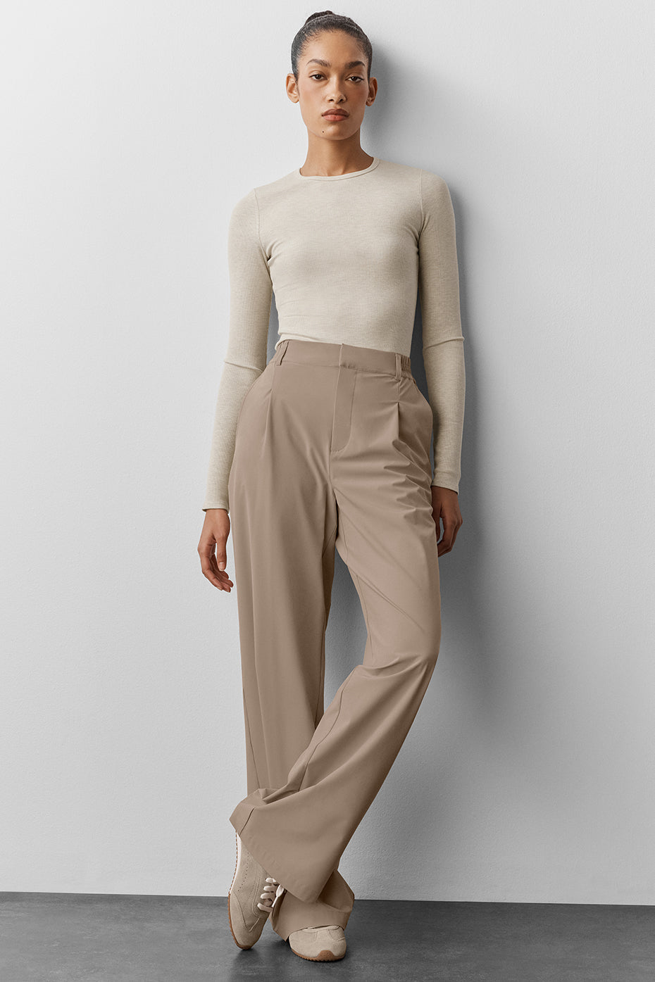 Haut Côtelé Manches Longues Modal - Oatmeal Heather