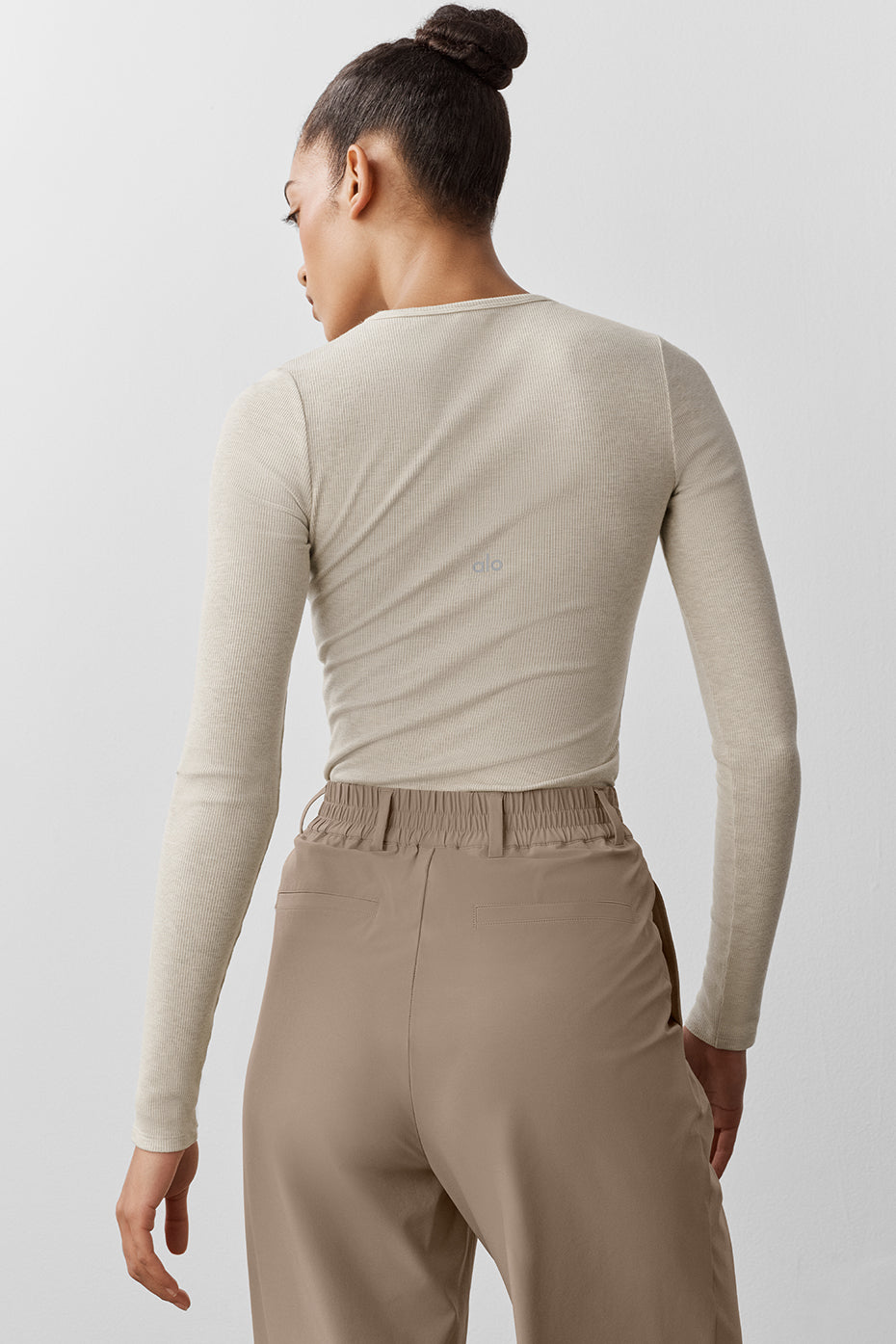 Haut Côtelé Manches Longues Modal - Oatmeal Heather