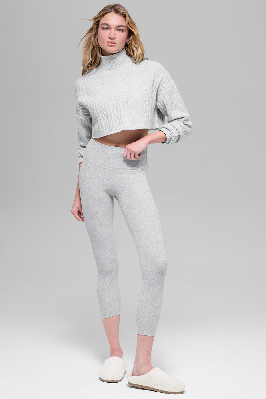 Haut Court À Col Roulé Et Manches Longues En Maille Torsadée Winter Bliss - Athletic Heather Grey
