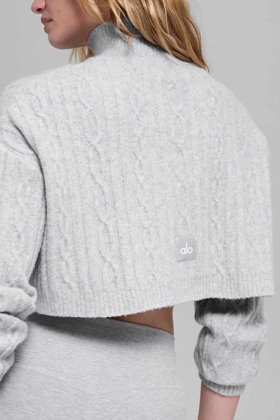 Haut Court À Col Roulé Et Manches Longues En Maille Torsadée Winter Bliss - Athletic Heather Grey