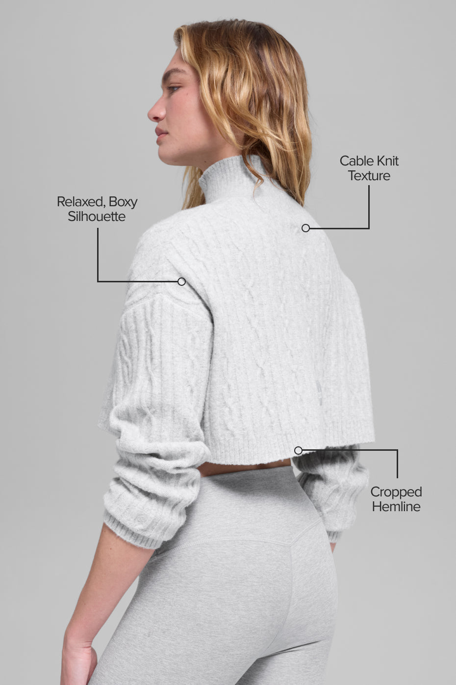 Haut Court À Col Roulé Et Manches Longues En Maille Torsadée Winter Bliss - Athletic Heather Grey
