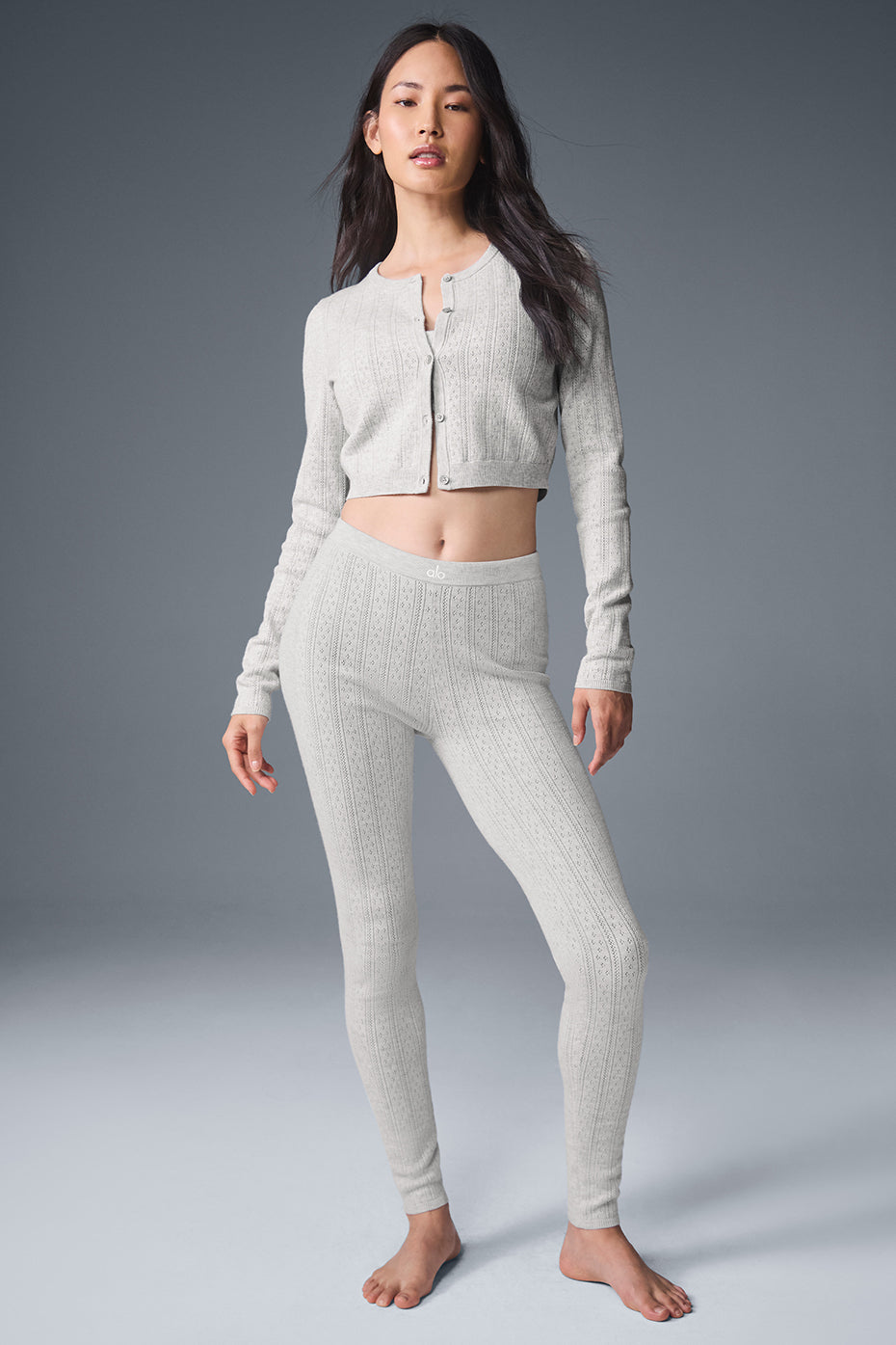 Cardigan Sweat Pointelle Be Mine - Light Grey Heather