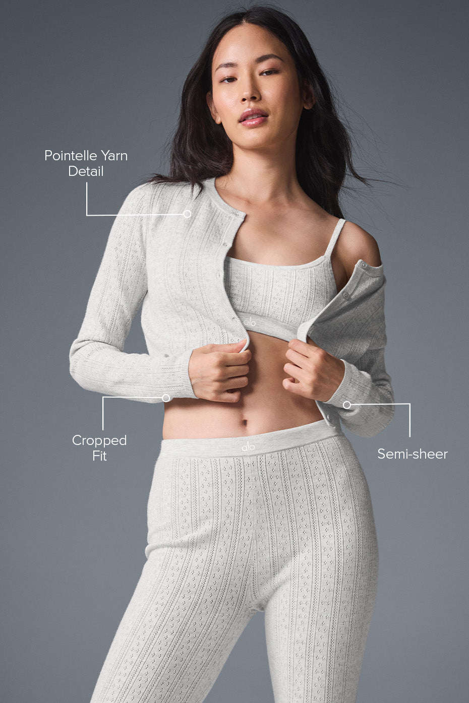 Cardigan Sweat Pointelle Be Mine - Light Grey Heather