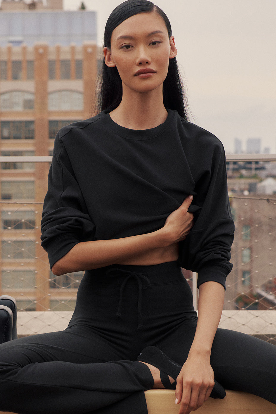 Pull Court Col Ras-Du-Cou Sway - Noir