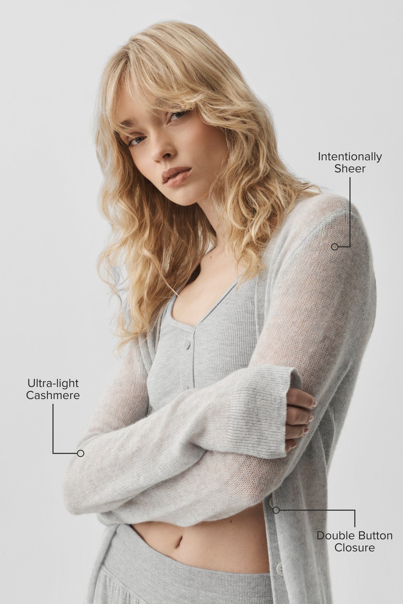 Cardigan Long En Cachemire Sheer - Athletic Heather Grey