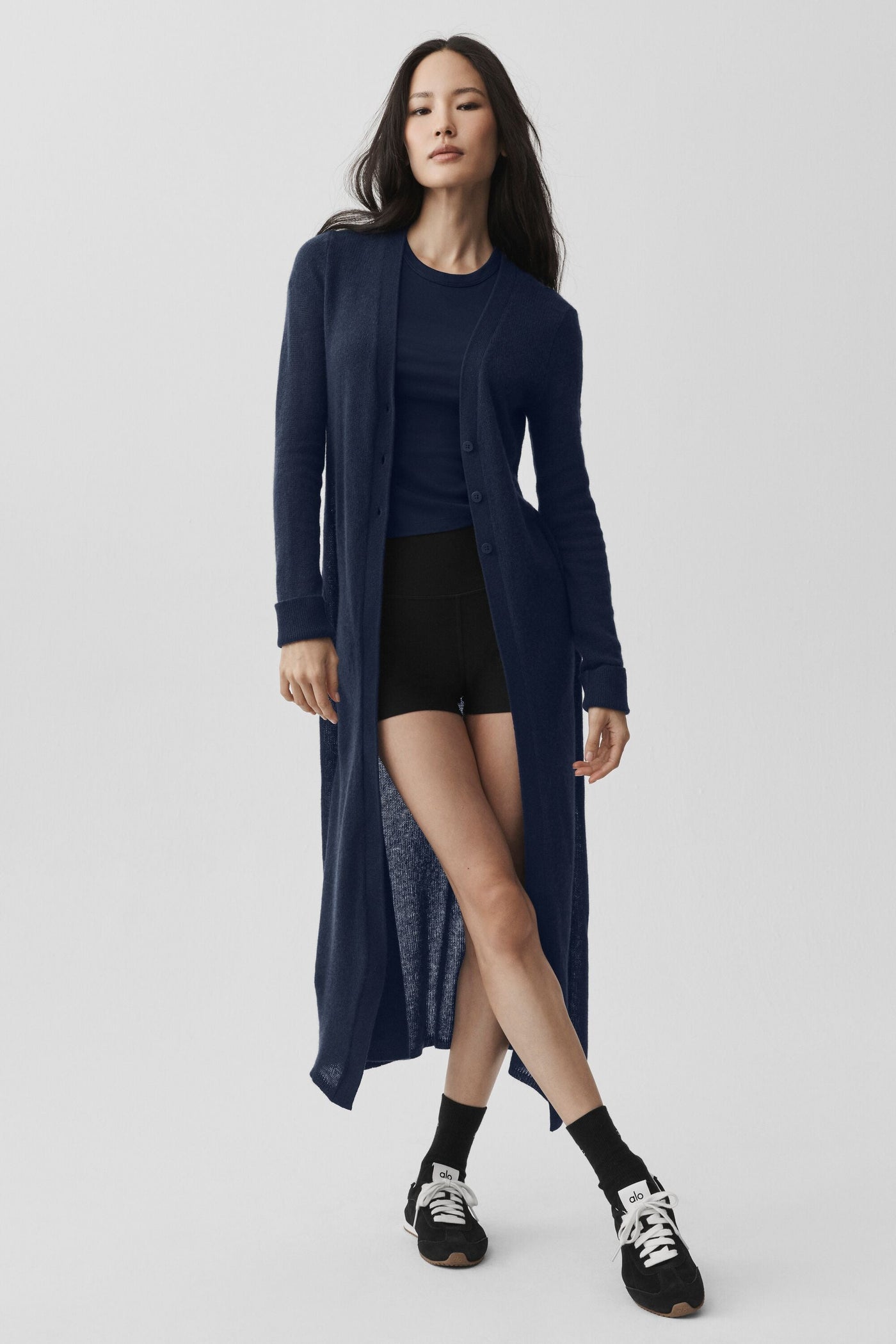 Cardigan Long En Cachemire Sheer - Navy