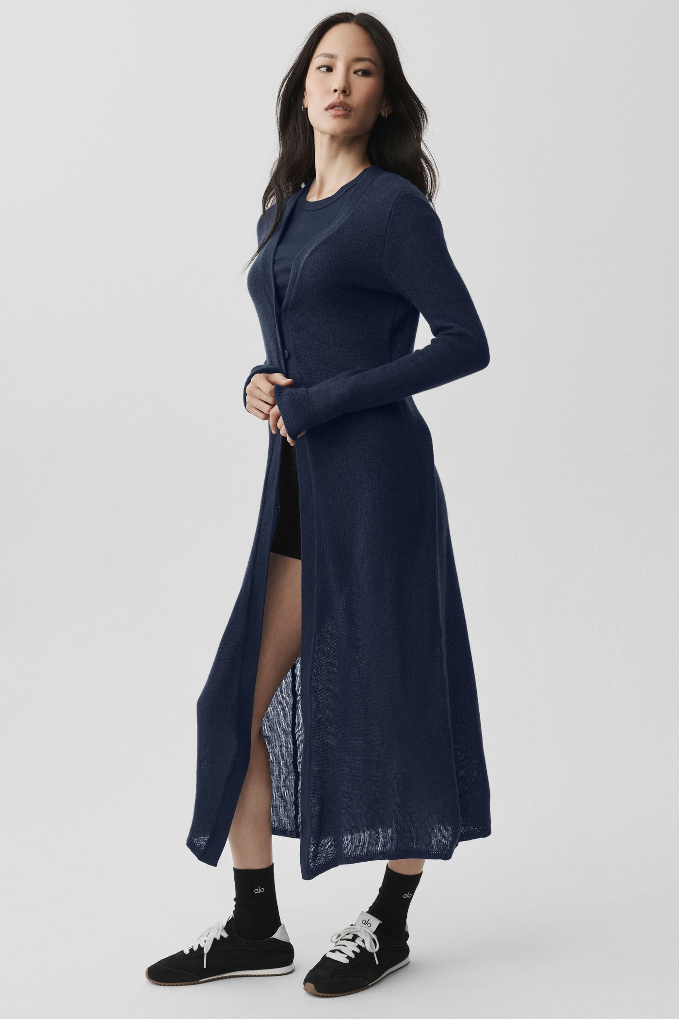 Cardigan Long En Cachemire Sheer - Navy