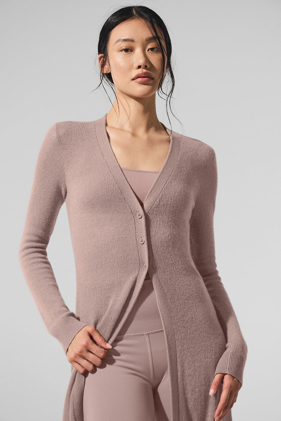 Cardigan Long En Cachemire Sheer - Taupe