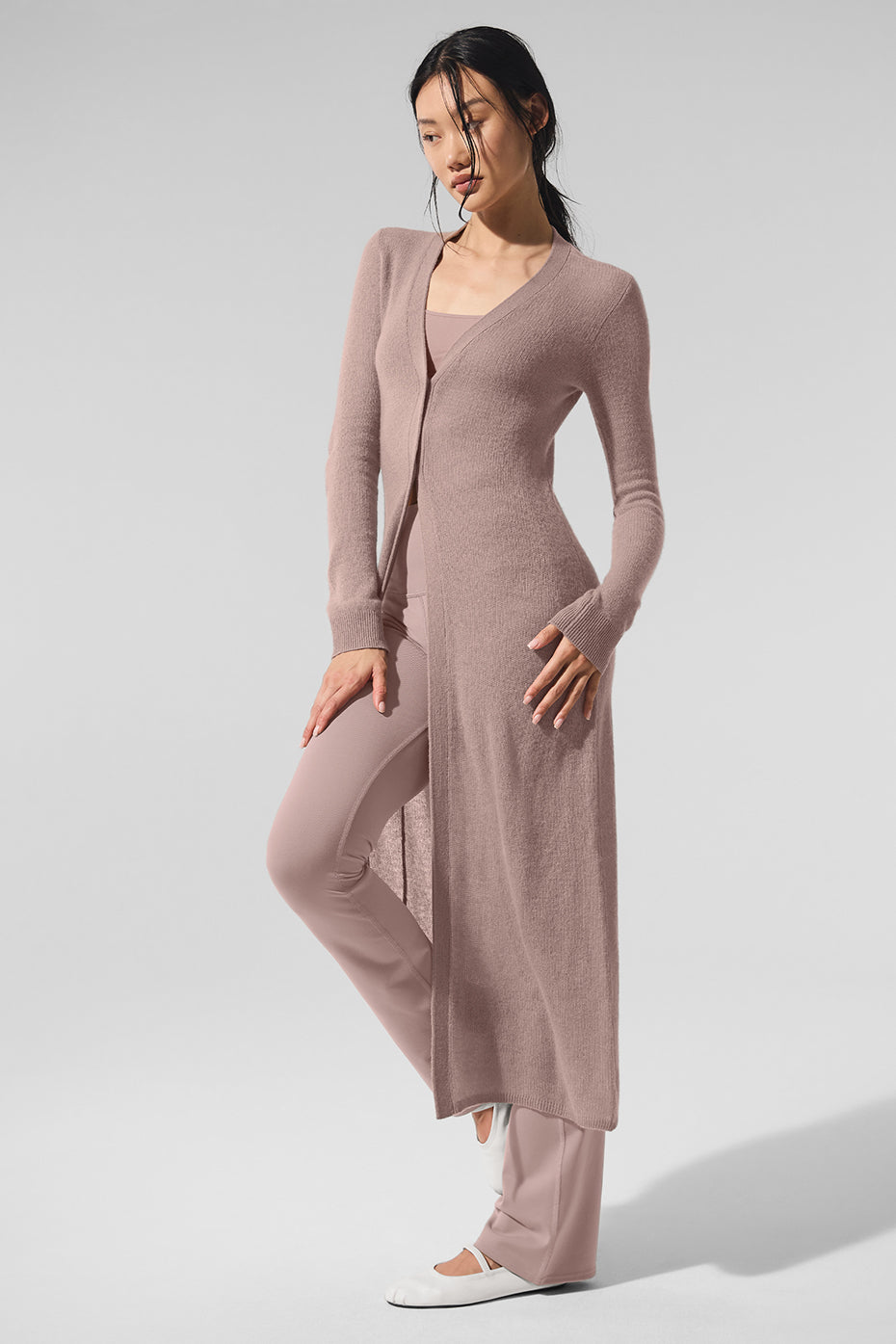 Cardigan Long En Cachemire Sheer - Taupe