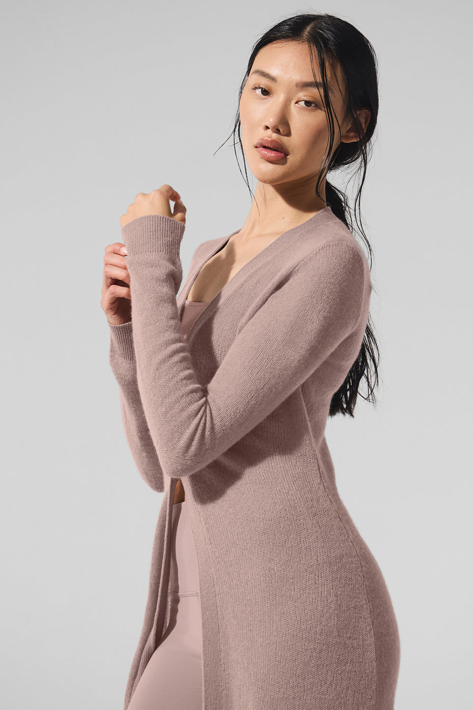 Cardigan Long En Cachemire Sheer - Taupe