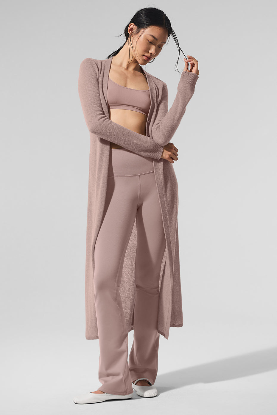 Cardigan Long En Cachemire Sheer - Taupe