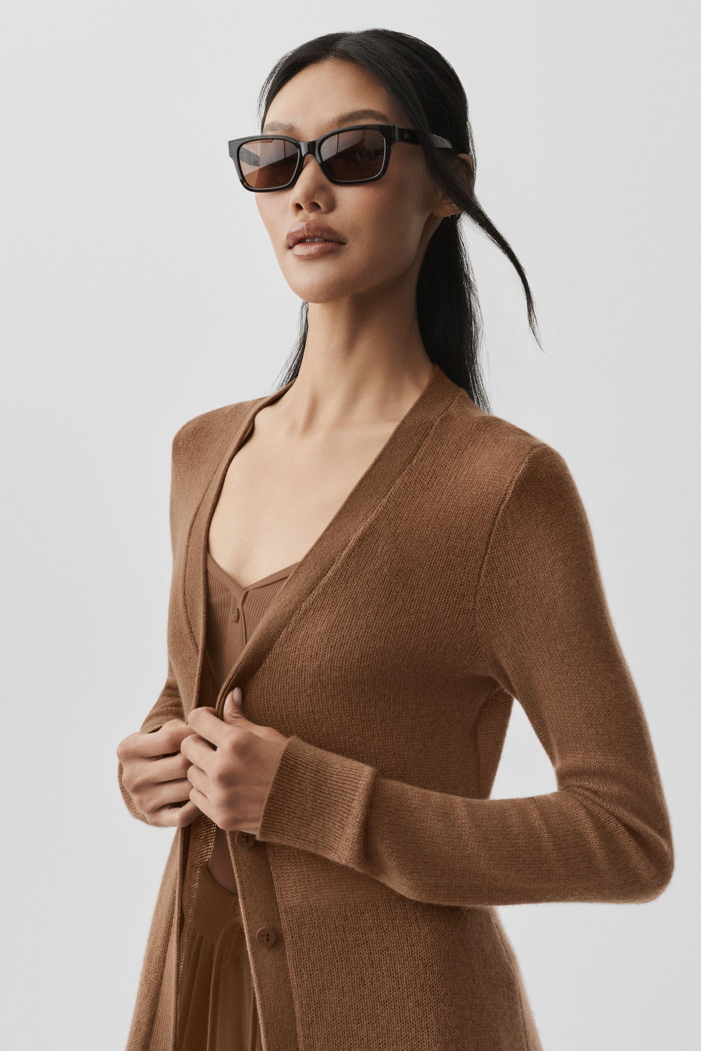 Cardigan Long En Cachemire Sheer - Sun Kissed Brown