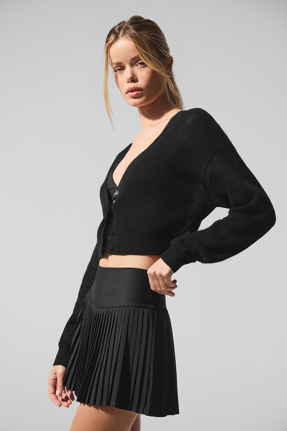 Cardigan Court En Cachemire Sheer - Noir