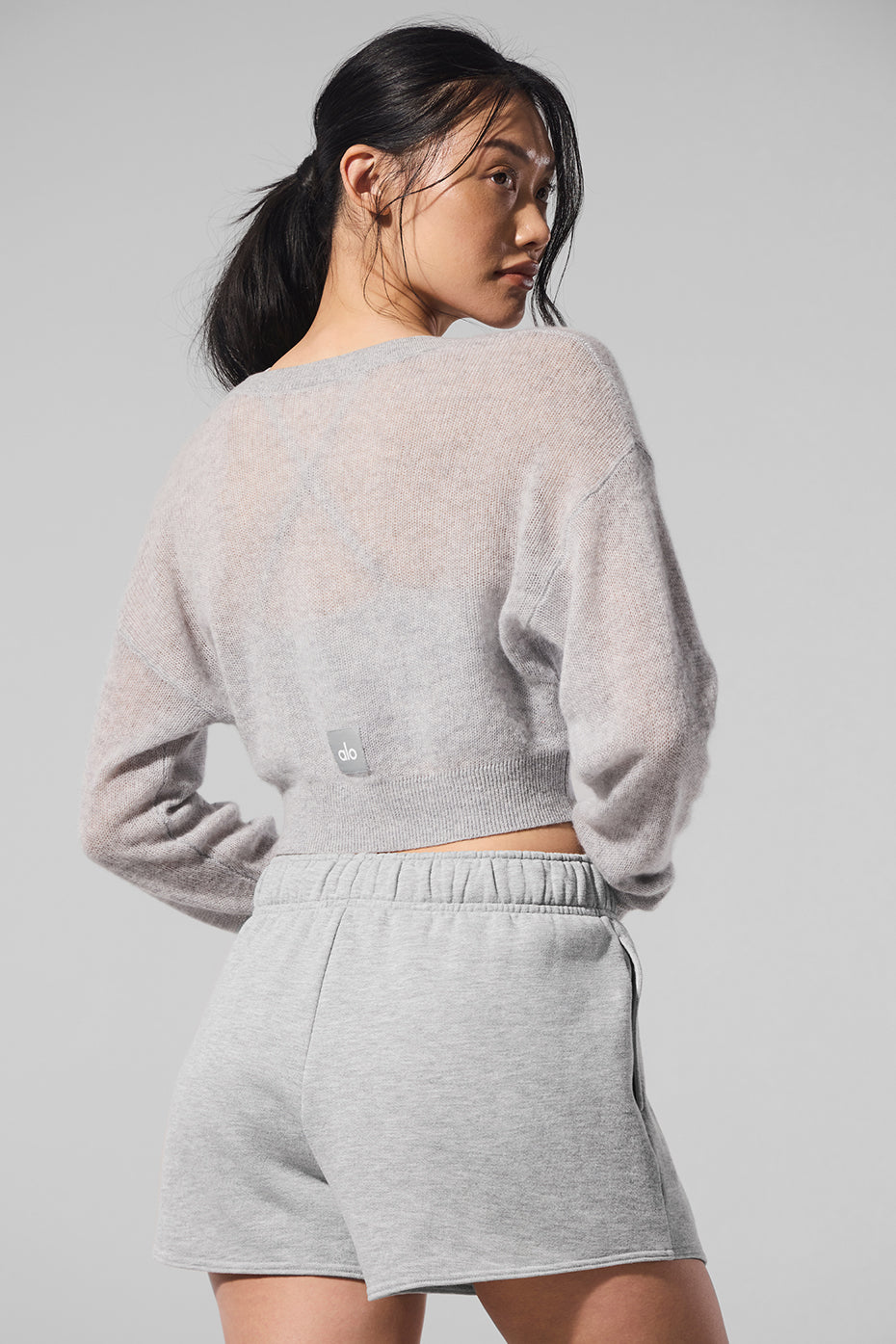 Cardigan Court En Cachemire Sheer - Athletic Heather Grey