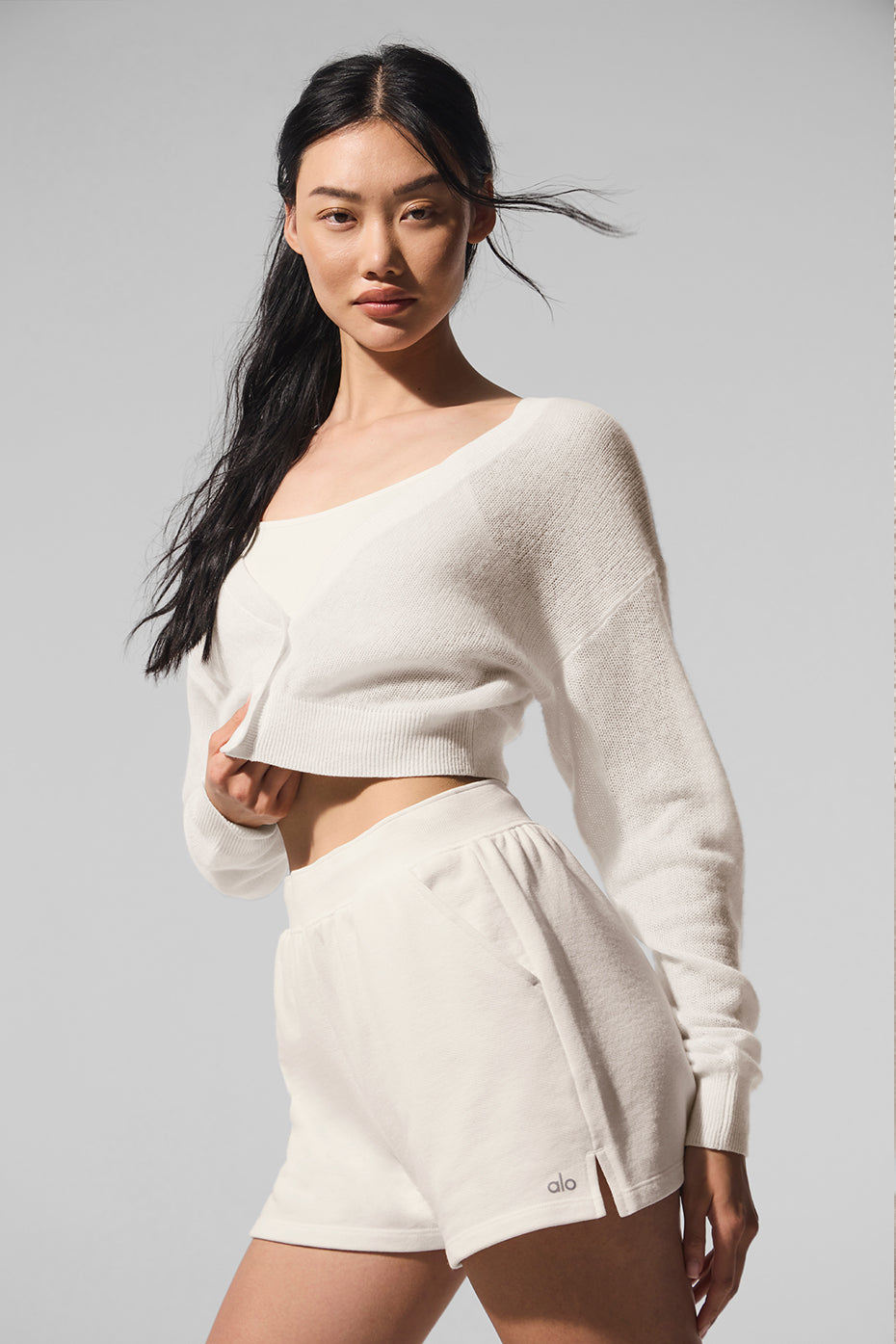 Cardigan Court En Cachemire Sheer - Ivory