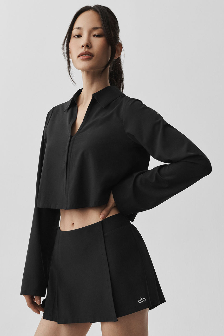 Chemise Courte À Manches Longues Unmatched - Noir