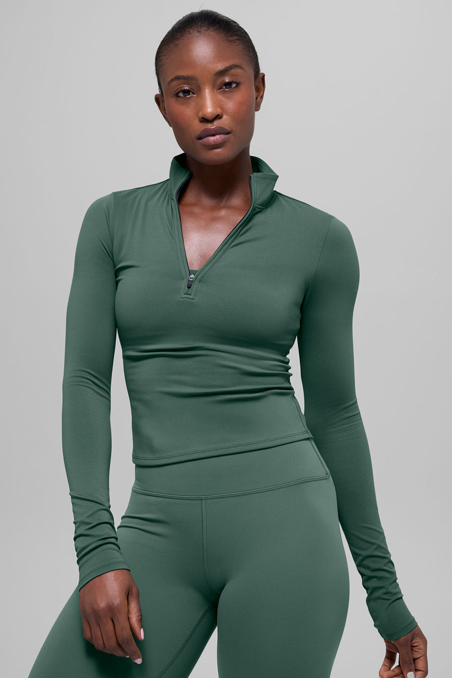 ALO  Manches longues zippées Softsculpt Precision 1/4 - Clover Green