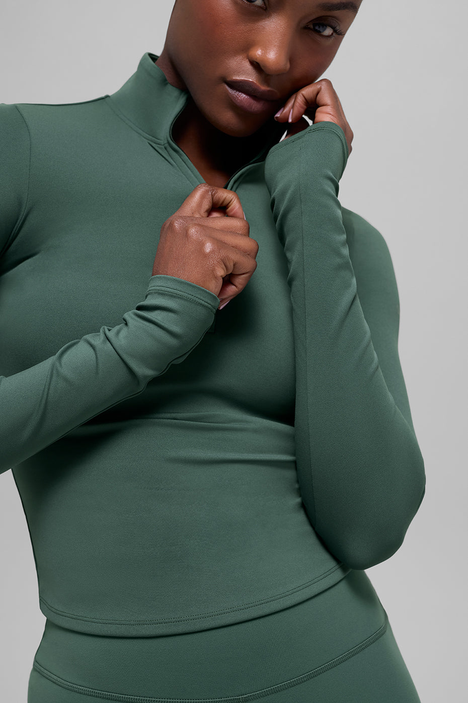 ALO  Manches longues zippées Softsculpt Precision 1/4 - Clover Green