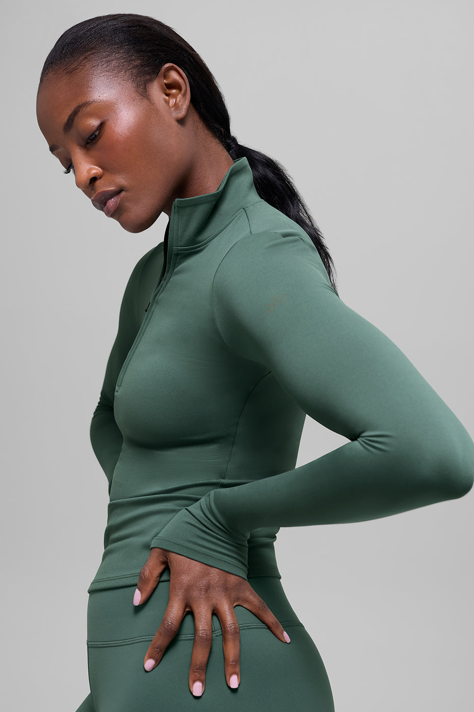 ALO  Manches longues zippées Softsculpt Precision 1/4 - Clover Green