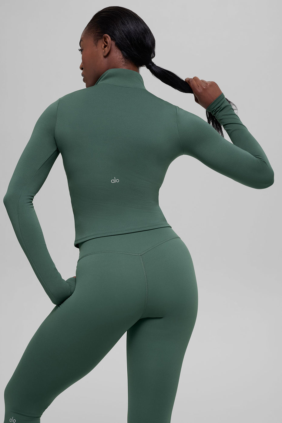ALO  Manches longues zippées Softsculpt Precision 1/4 - Clover Green