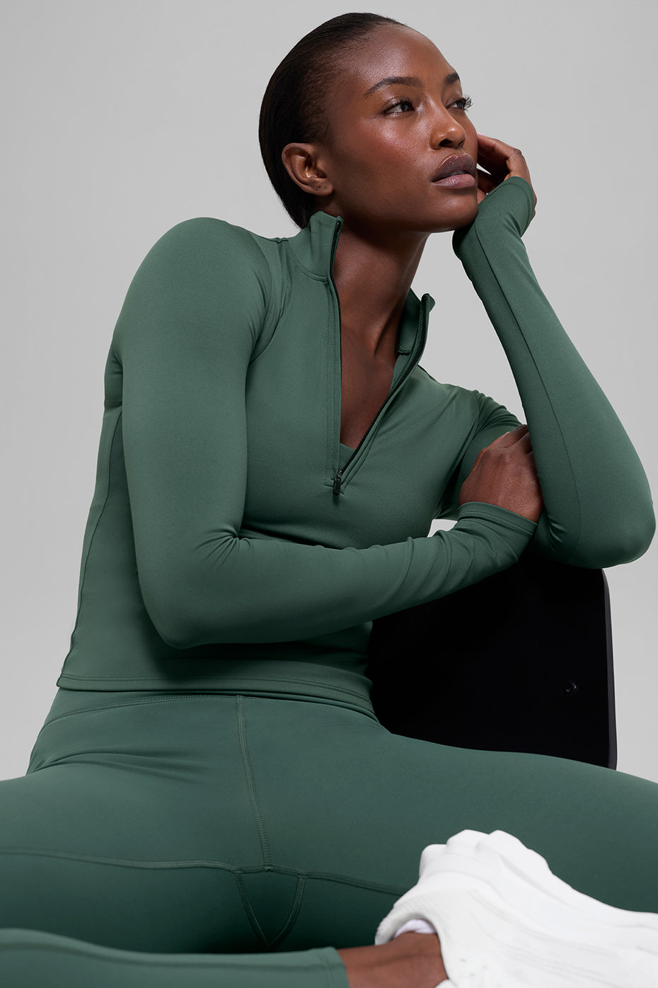 ALO  Manches longues zippées Softsculpt Precision 1/4 - Clover Green