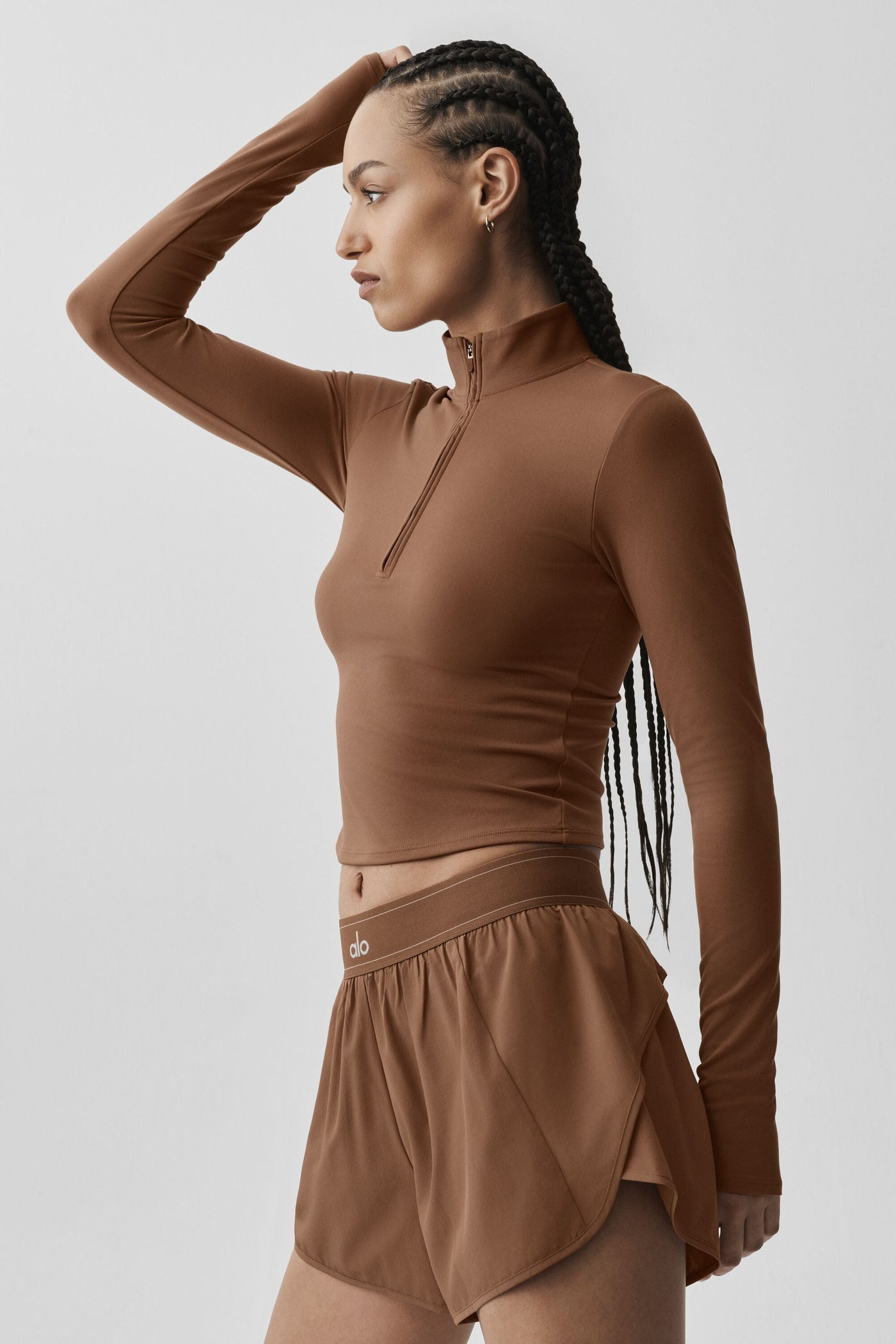 ALO  Manches longues zippées Softsculpt Precision 1/4 - Sun Kissed Brown