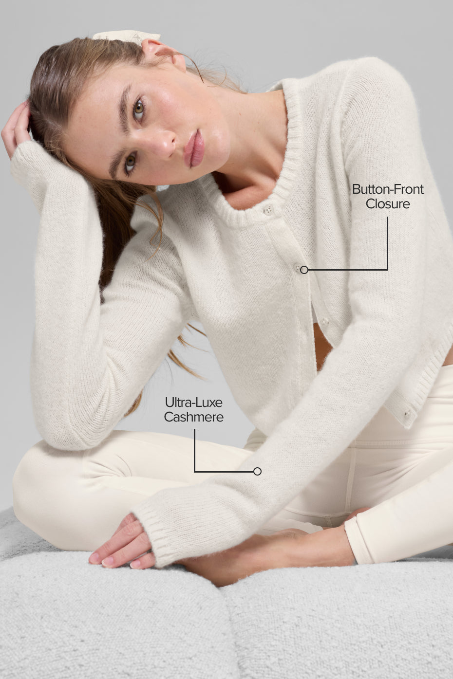 Cardigan Court En Laine Et Cachemire New Class - Ivory