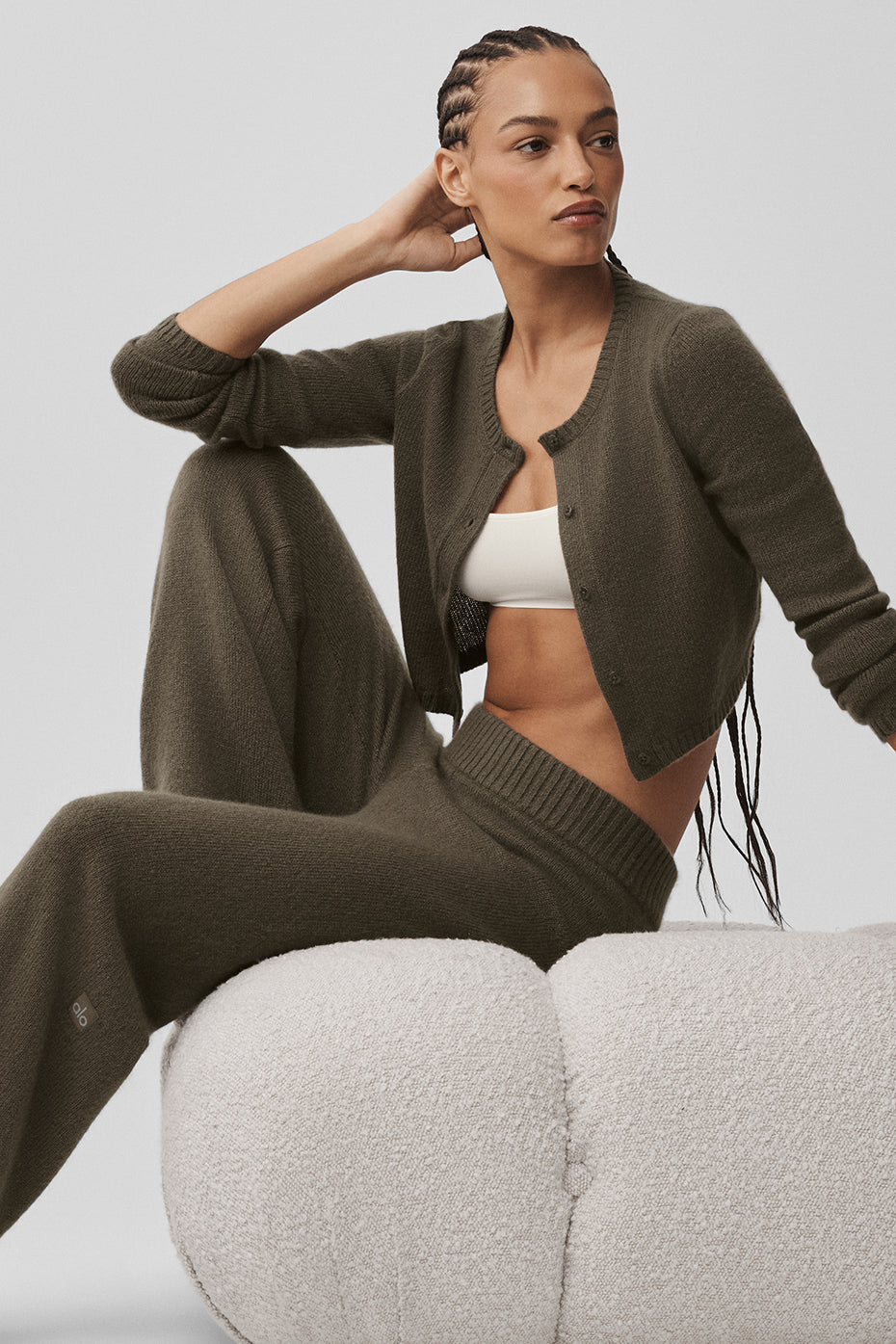 Cardigan Court En Laine Et Cachemire New Class - Olive Tree