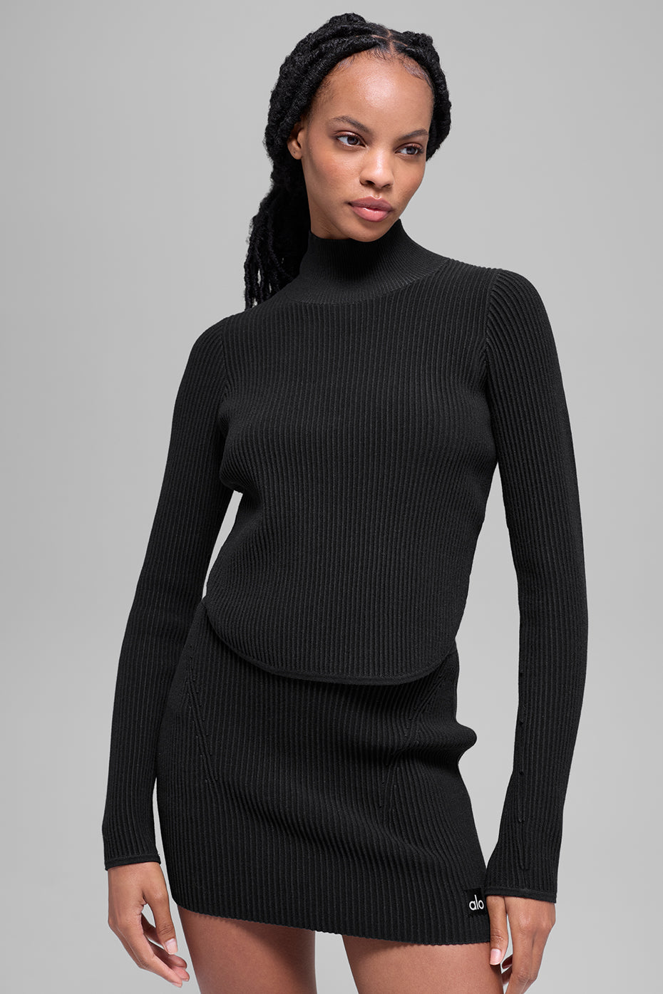 Haut Manches Longues En Maille Denim Backless - Noir/Anthracite