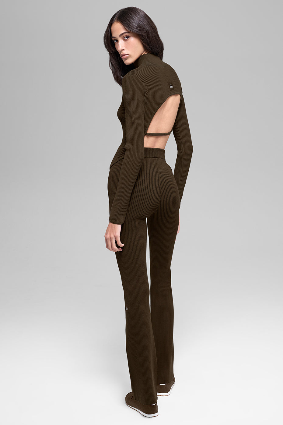 Haut Manches Longues En Maille Denim Backless - Espresso/Noir