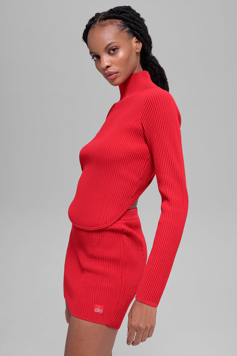 Haut Manches Longues En Maille Denim Backless - Bright Red