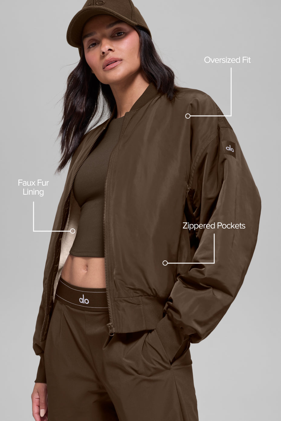 Veste Bomber Fausse Fourrure Urbanite - Espresso/Ivory