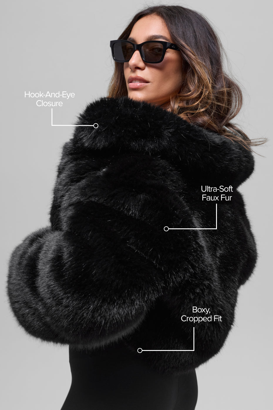 Veste Courte Fausse Fourrure Opulent - Noir