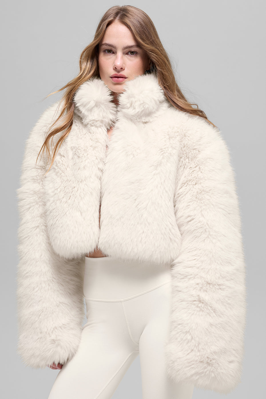 Veste Courte Fausse Fourrure Opulent - Ivory