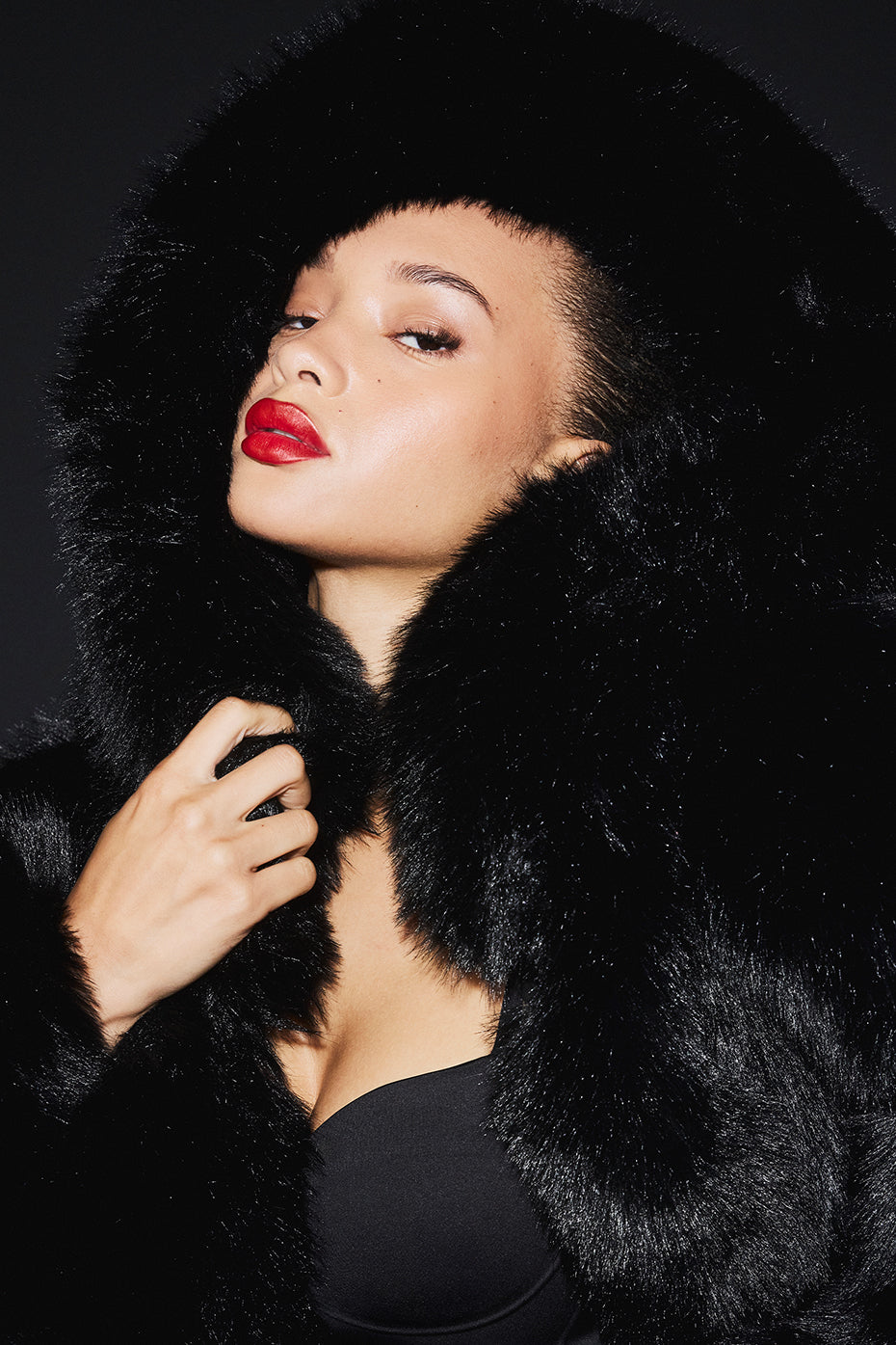 Veste Oversize Fausse Fourrure Opulent - Noir