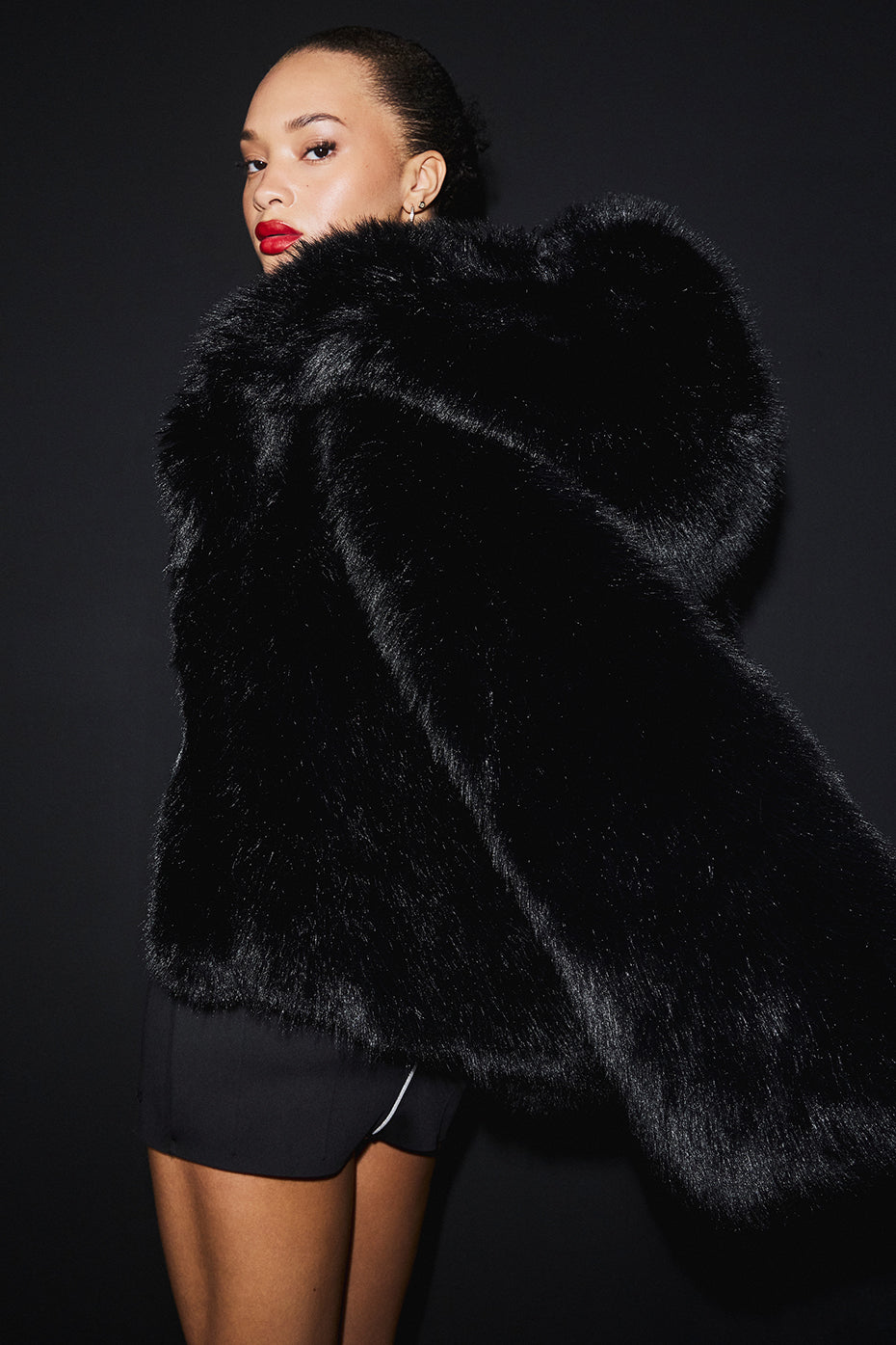 Veste Oversize Fausse Fourrure Opulent - Noir