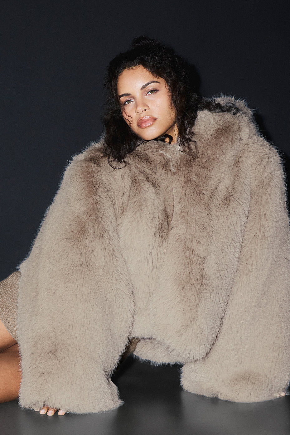 Veste Oversize Fausse Fourrure Opulent - Oat
